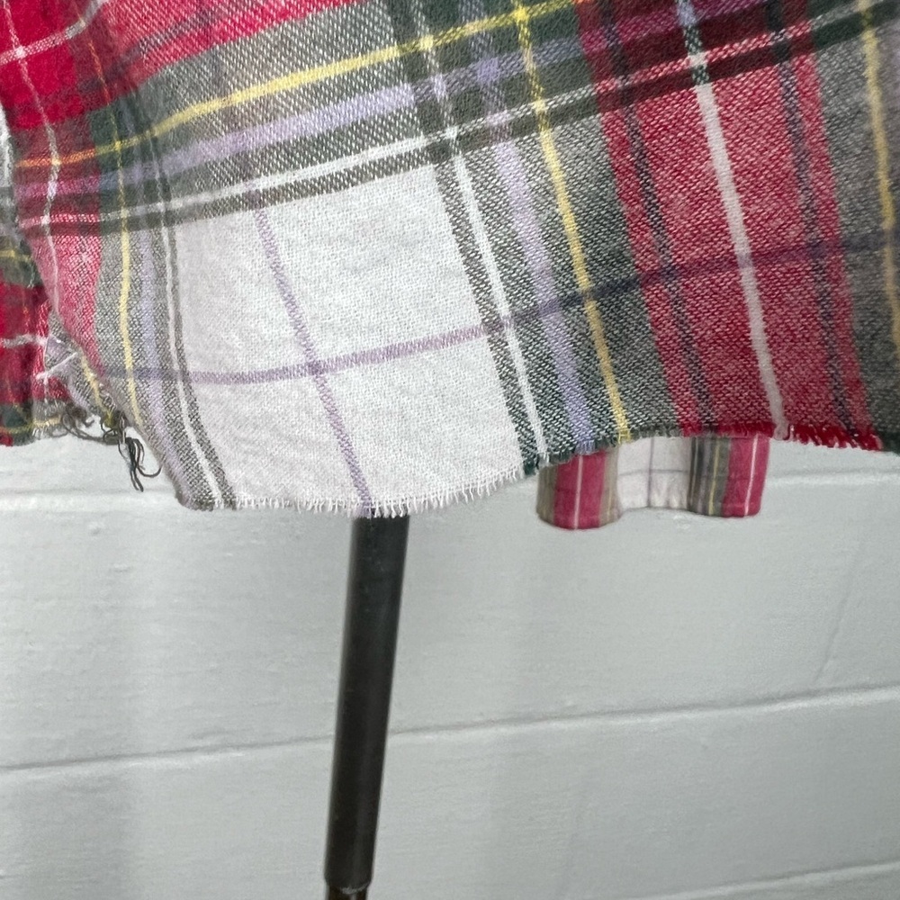 Upcycled cropped flannel shirt Womens XL lightly bleached SO soft - Picture 5 of 6